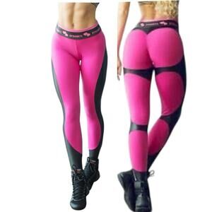 Dynamite Brazilian Leggings Apple Booty Black Cirre Pink Corset Women’s Sz Small